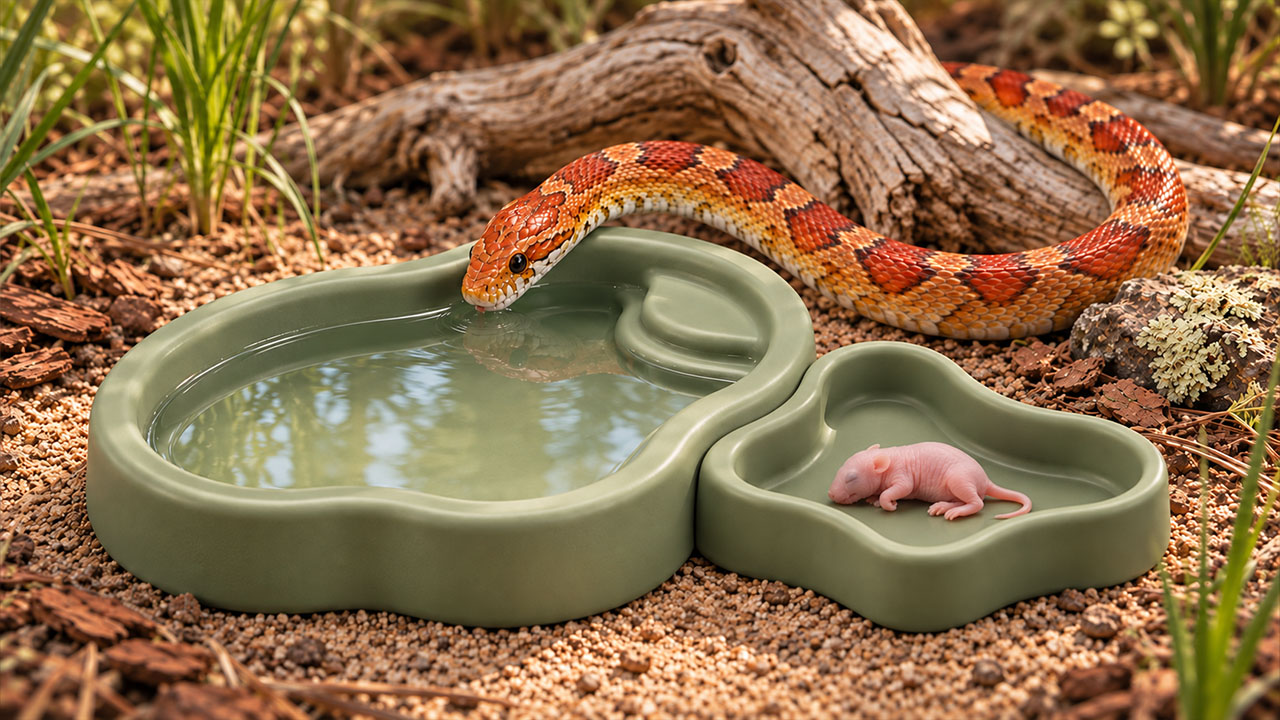 Exo Terra BIOTIC Food & Water Dish PT4891 with separate low-profile food dish and stepped water dish