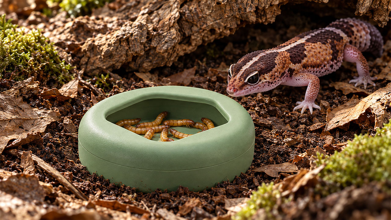 Exo Terra BIOTIC Mealworm Dish PT4893 with rounded retaining ring and central feeding opening